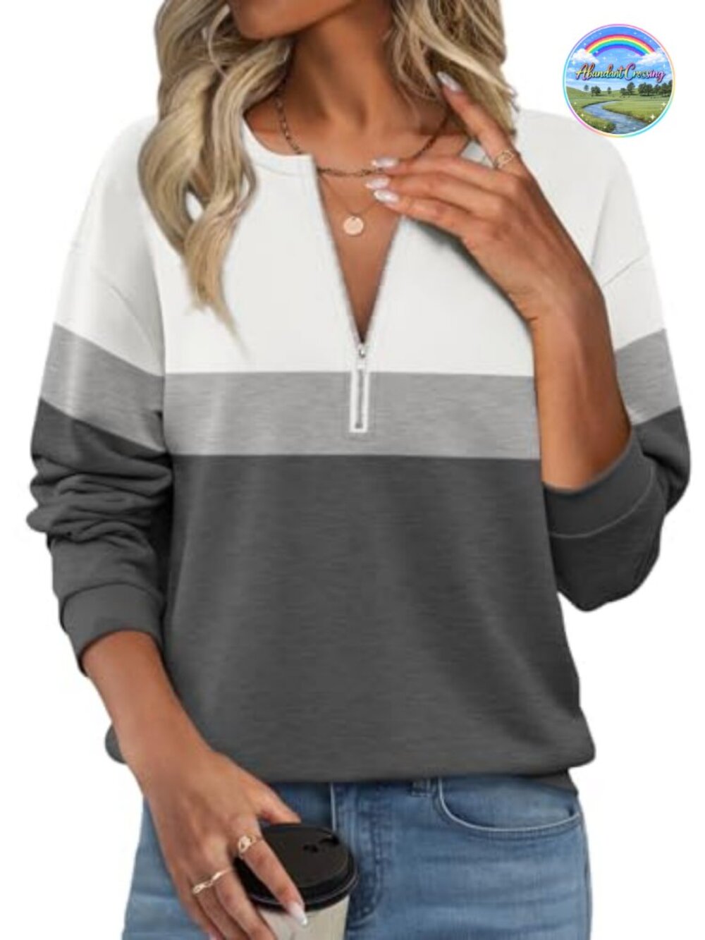 Womens Fleece Lined Half Zip Sweatshirt Long Sleeve Pullover Fall Top